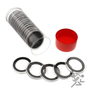1 Airtite Coin Holder Storage Container & 20 Black Ring 30mm Air-Tite Coin Holder Capsules for Seated Franklin Kennedy Half Dollars (SG_B00BEFWVRU_US)