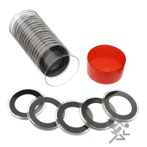 1 Airtite Coin Holder Storage Container & 20 Black Ring 33mm Air-Tite Coin Holder Capsules for 1oz Platinum Platypus