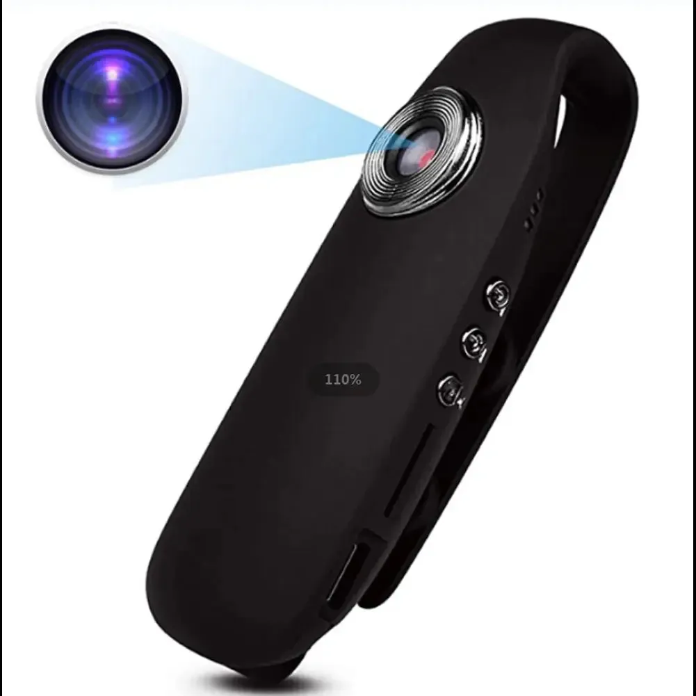 1080p Full HD Body Camera with Wearable Back Clip, Voice Recording, for Outdoors, Home Security or Office