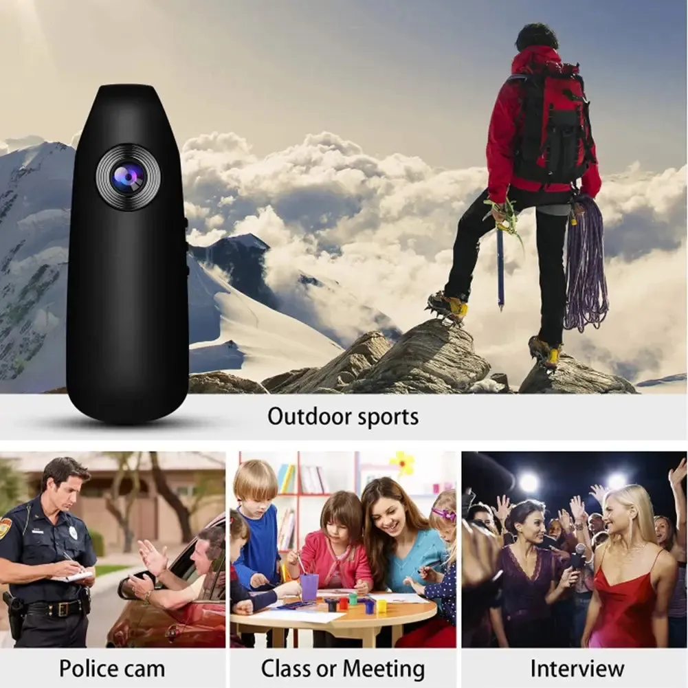 1080p Full HD Body Camera with Wearable Back Clip, Voice Recording, for Outdoors, Home Security or Office