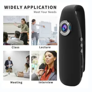 1080p Full HD Body Camera with Wearable Back Clip, Voice Recording, for Outdoors, Home Security or Office