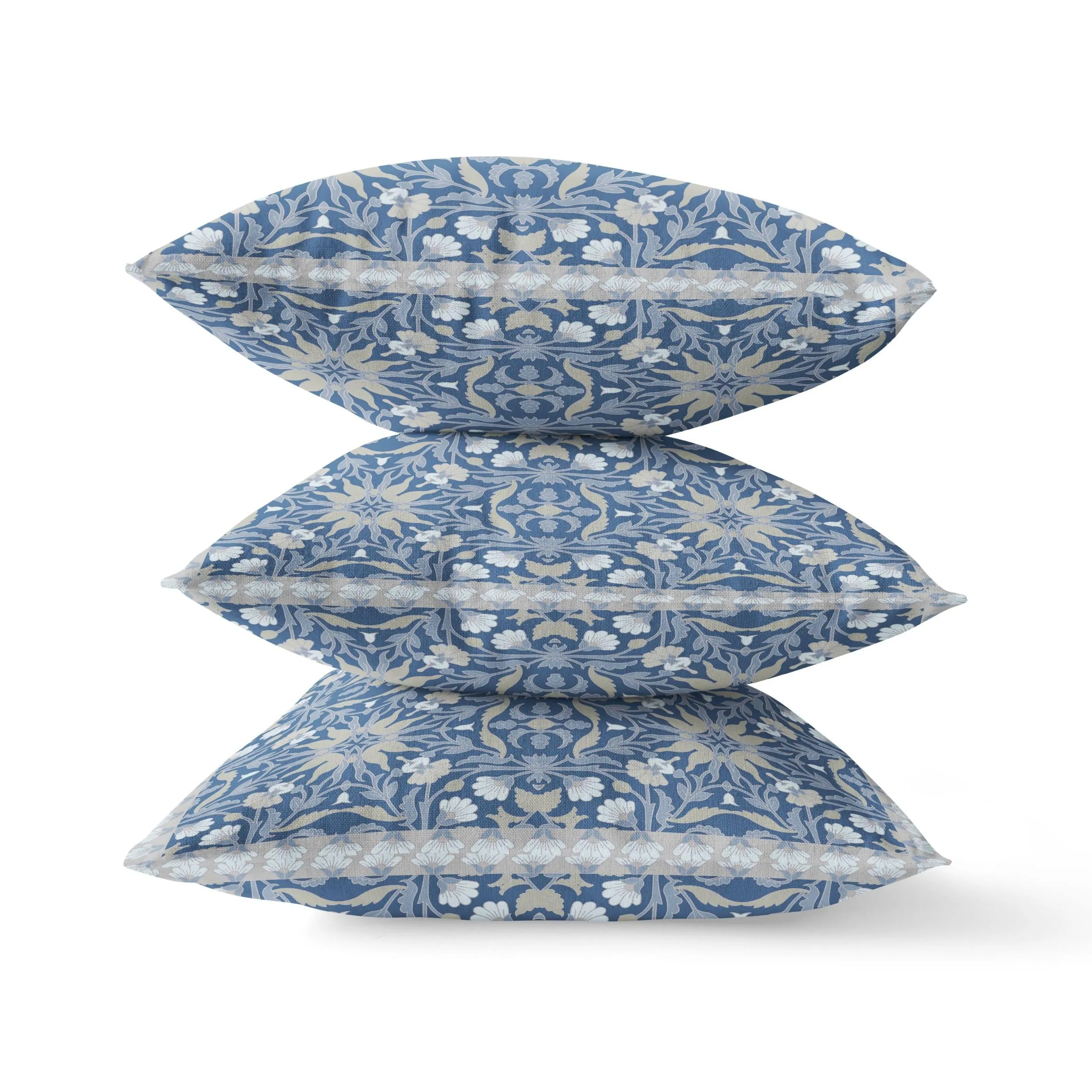 18” Blue Gray Paisley Zippered Suede Throw Pillow