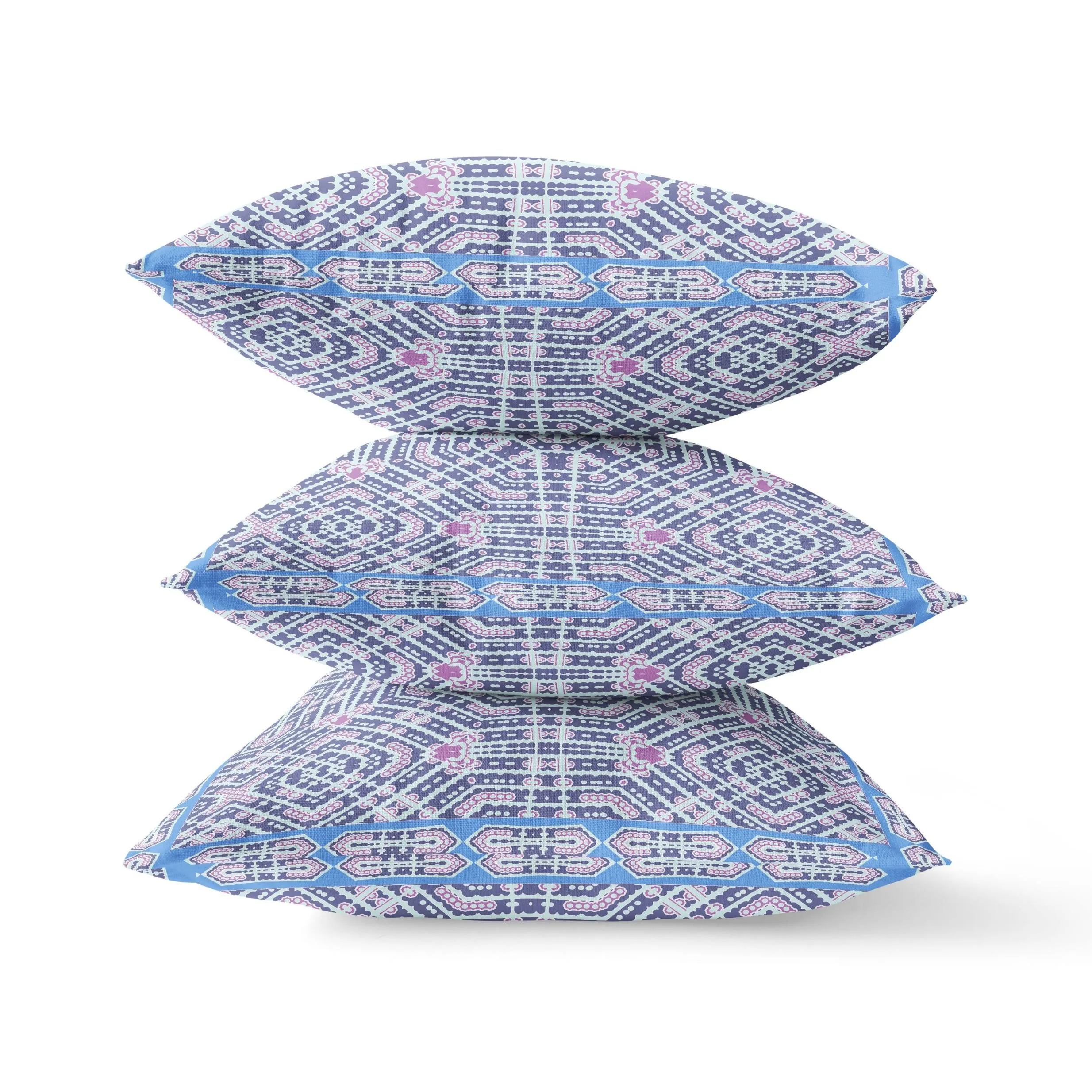 18” Lilac Blue Geostar Zippered Suede Throw Pillow