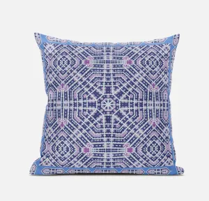 18” Lilac Blue Geostar Zippered Suede Throw Pillow