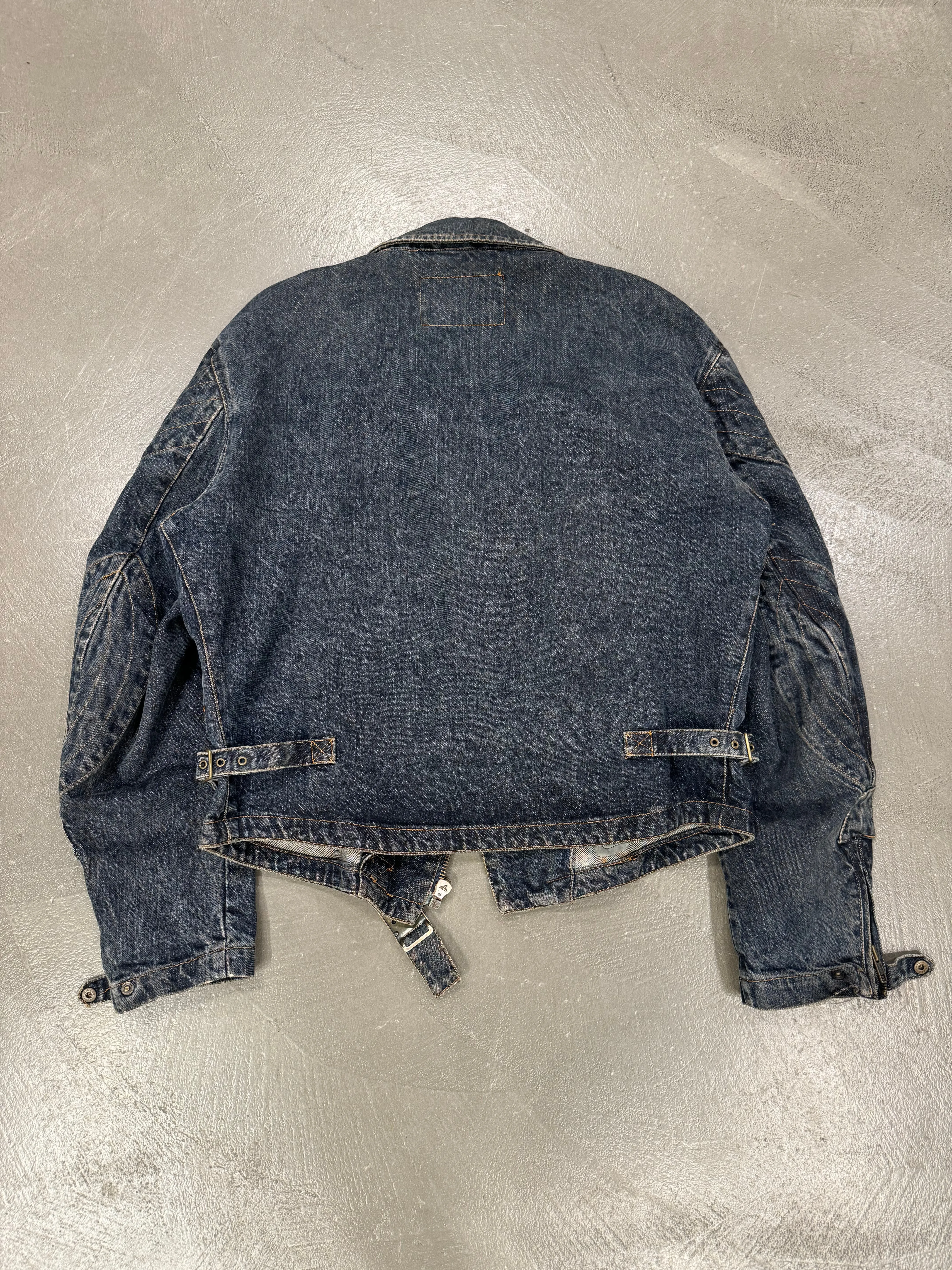 1980s Armani biker padded denim jacket