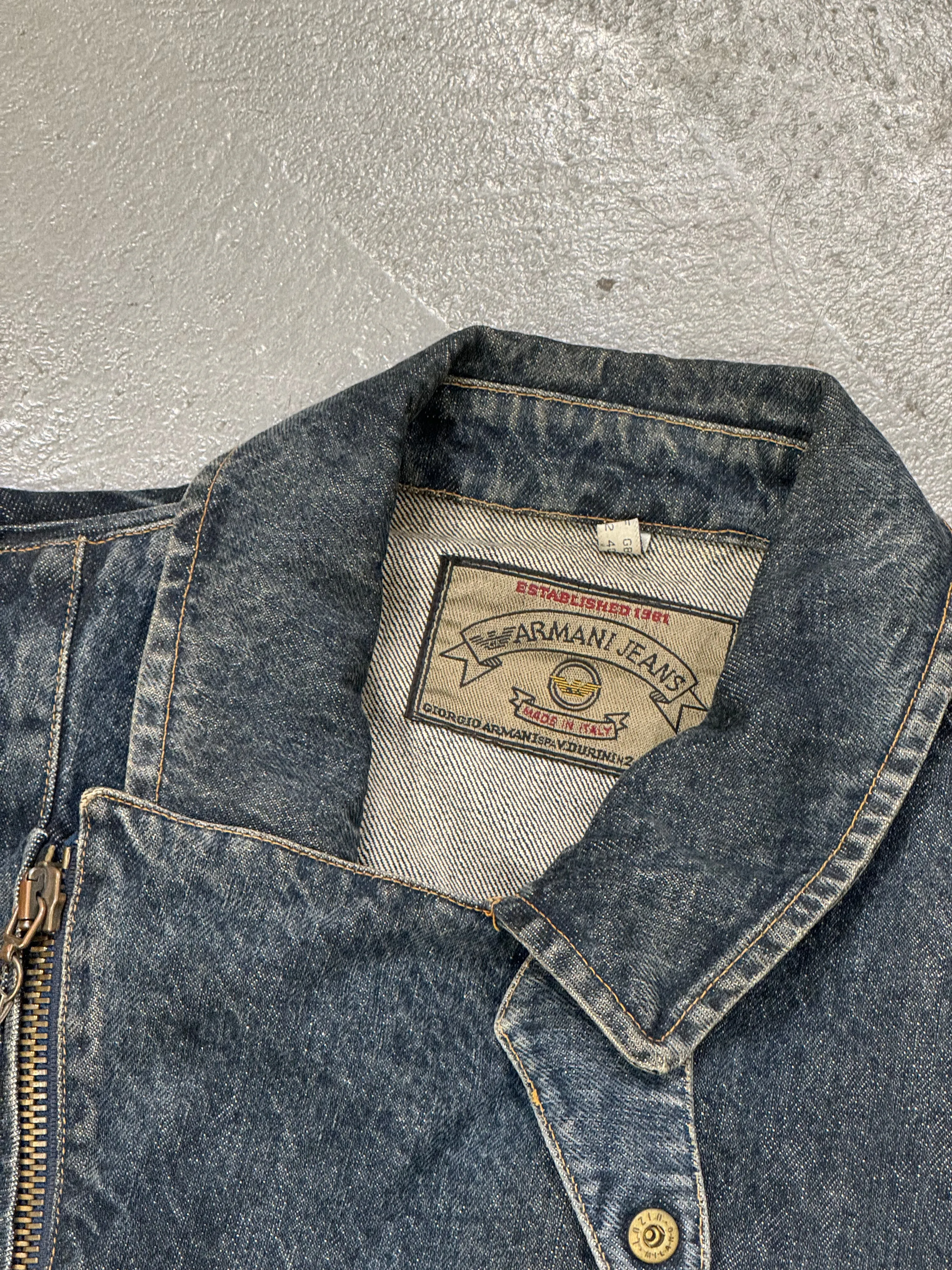 1980s Armani biker padded denim jacket