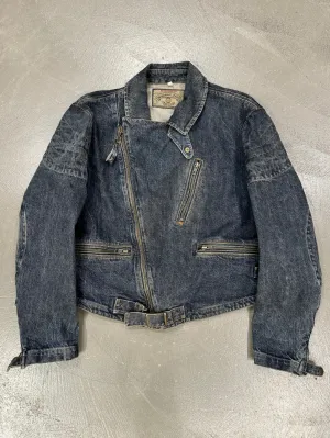 1980s Armani biker padded denim jacket