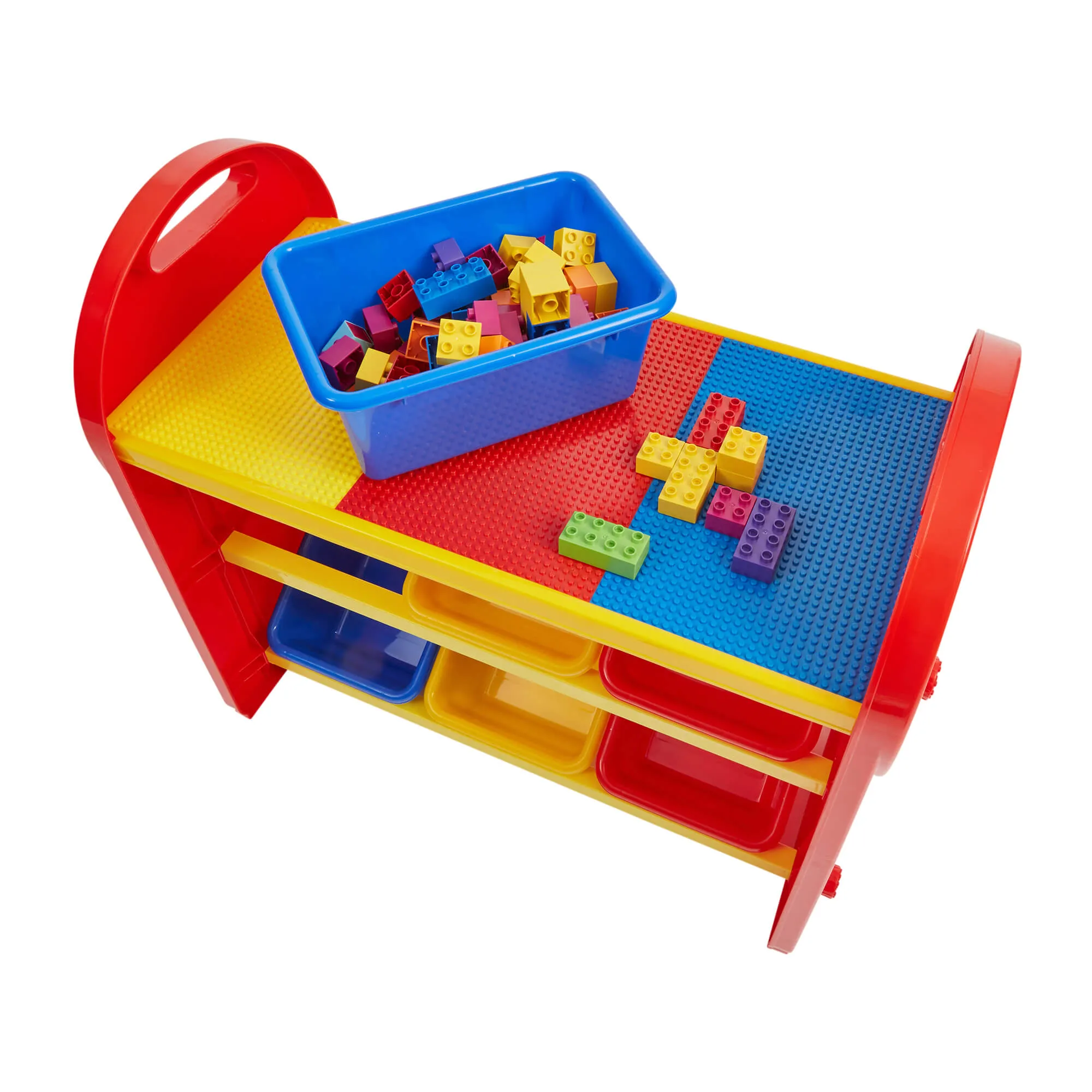 2-in-1 Montessori 6 Bin Colourful Toy Storage Unit | Lego Activity Table