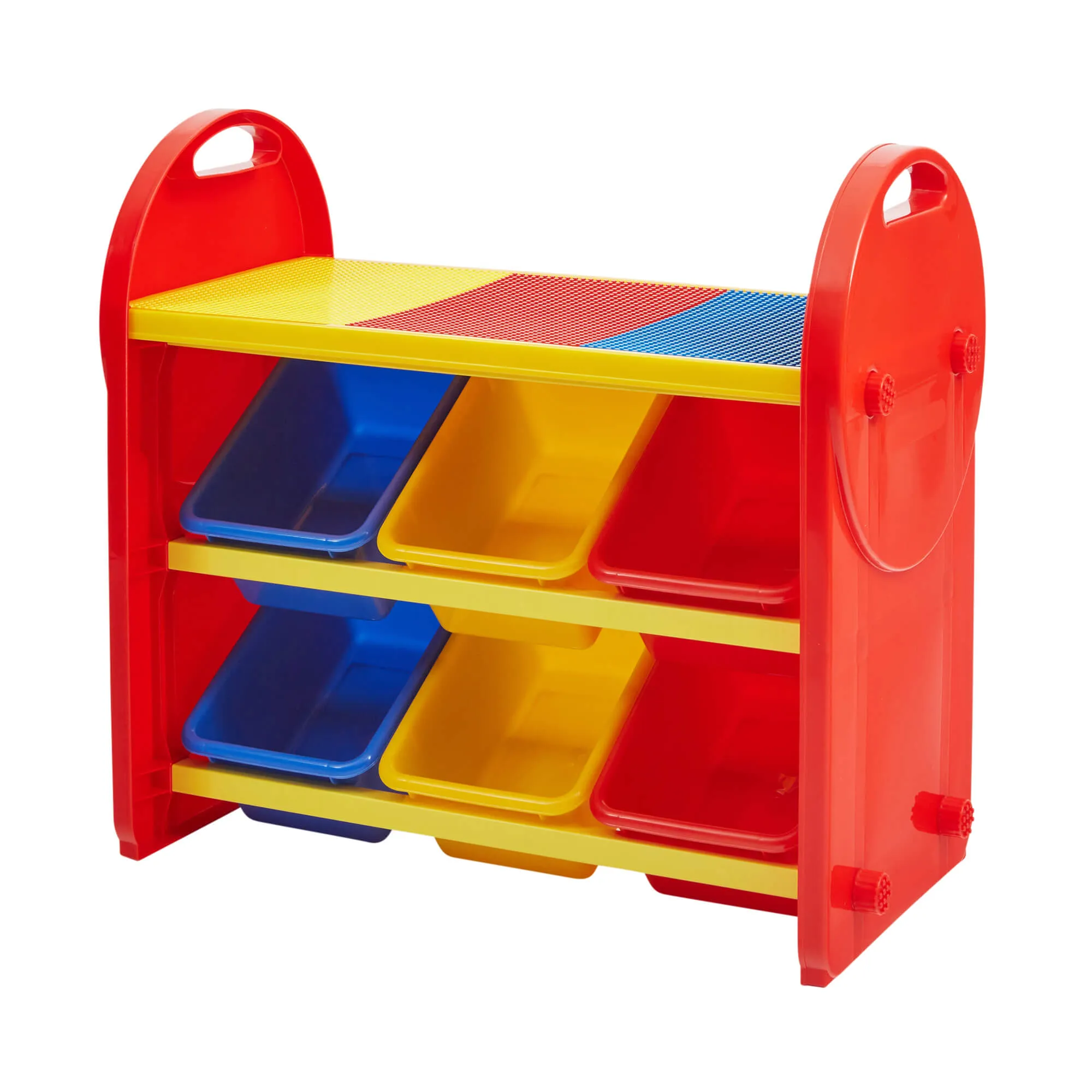 2-in-1 Montessori 6 Bin Colourful Toy Storage Unit | Lego Activity Table