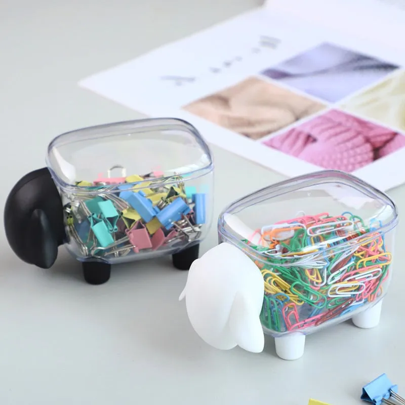2 Piece Set Cute Sheep Shape Plastic Cotton Swab Toothpick Storage Box