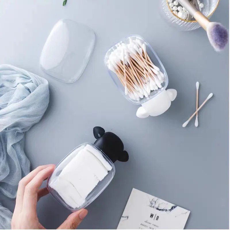 2 Piece Set Cute Sheep Shape Plastic Cotton Swab Toothpick Storage Box