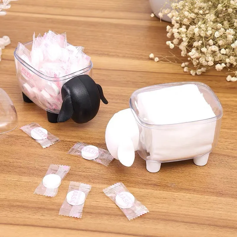 2 Piece Set Cute Sheep Shape Plastic Cotton Swab Toothpick Storage Box