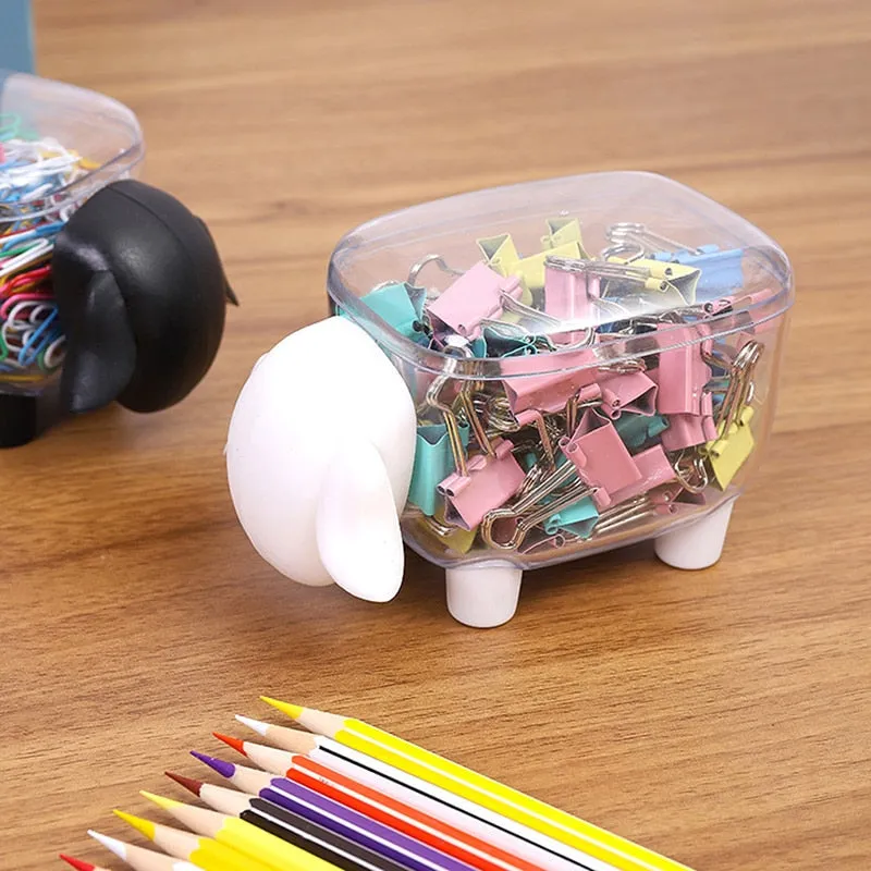 2 Piece Set Cute Sheep Shape Plastic Cotton Swab Toothpick Storage Box