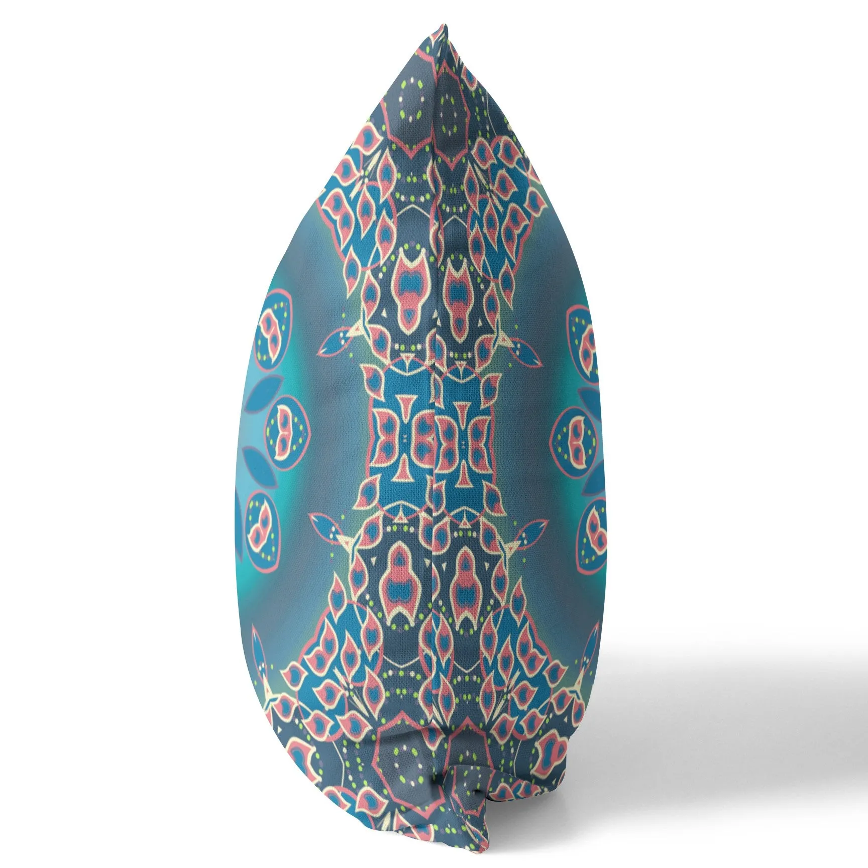 20” Blue Pink Jewel Indoor Outdoor Zippered Throw Pillow