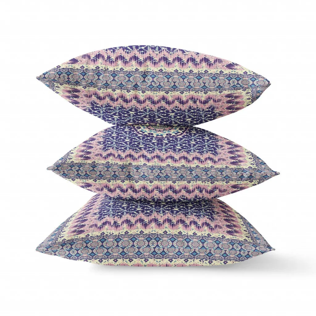 20” Pink Indigo Holy Floral Zippered Suede Throw Pillow