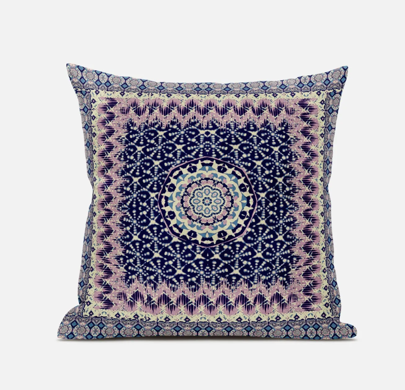 20” Pink Indigo Holy Floral Zippered Suede Throw Pillow