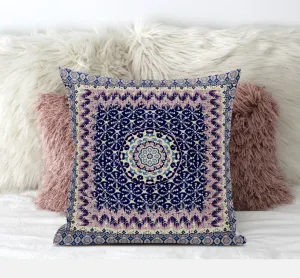 20” Pink Indigo Holy Floral Zippered Suede Throw Pillow