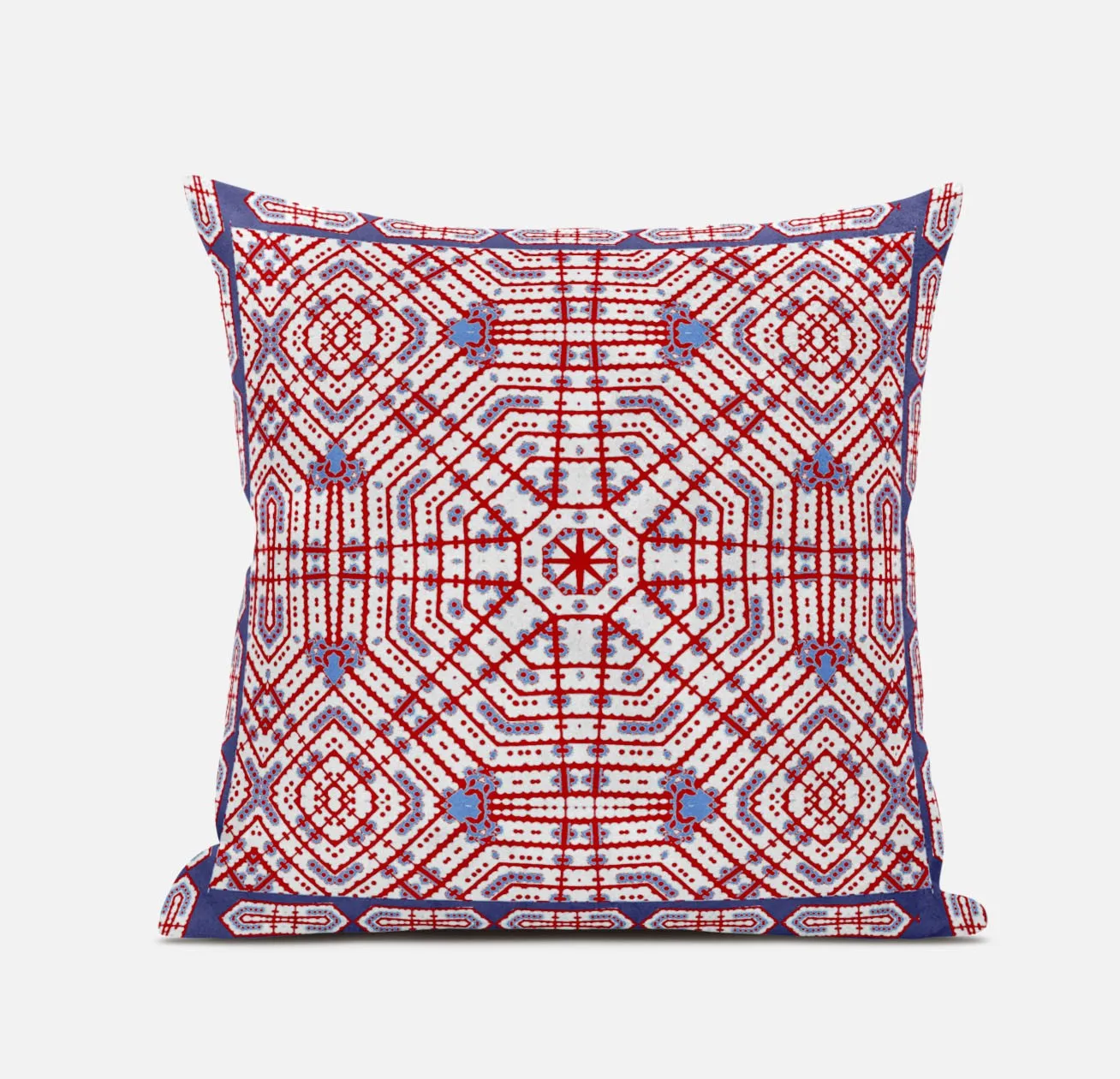20” Red White Geostar Zippered Suede Throw Pillow