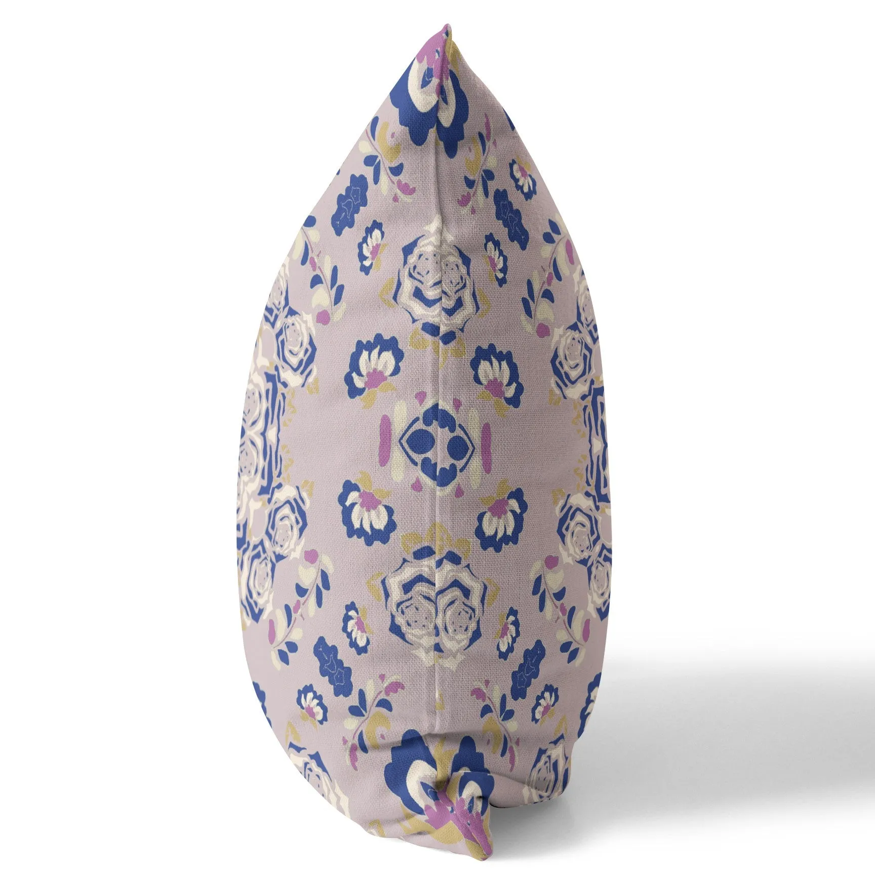 26” Lavender Blue Wreath Indoor Outdoor Zippered Throw Pillow