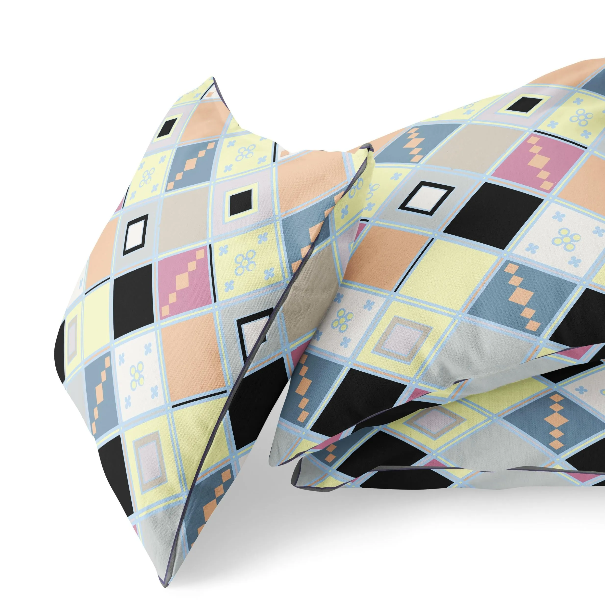 26” Yellow Pink Tile Indoor Outdoor Zippered Throw Pillow