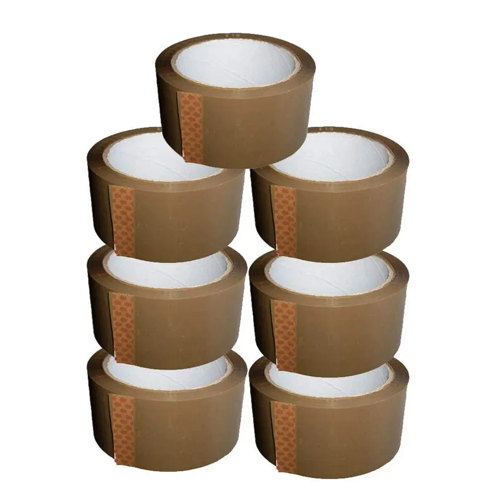 2" Packaging Tape Dispenser Gun   7 Rolls Of Brown Buff Parcel Box Packing Tape