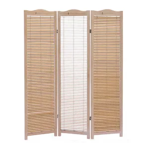 3 Panel Free Standing Foldable  Room Divider Privacy Screen Wood Frame