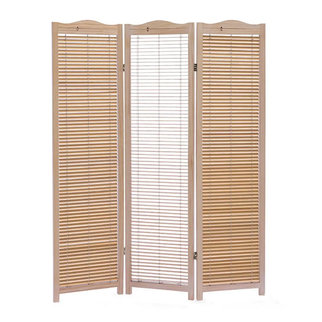 3 Panel Free Standing Foldable  Room Divider Privacy Screen Wood Frame