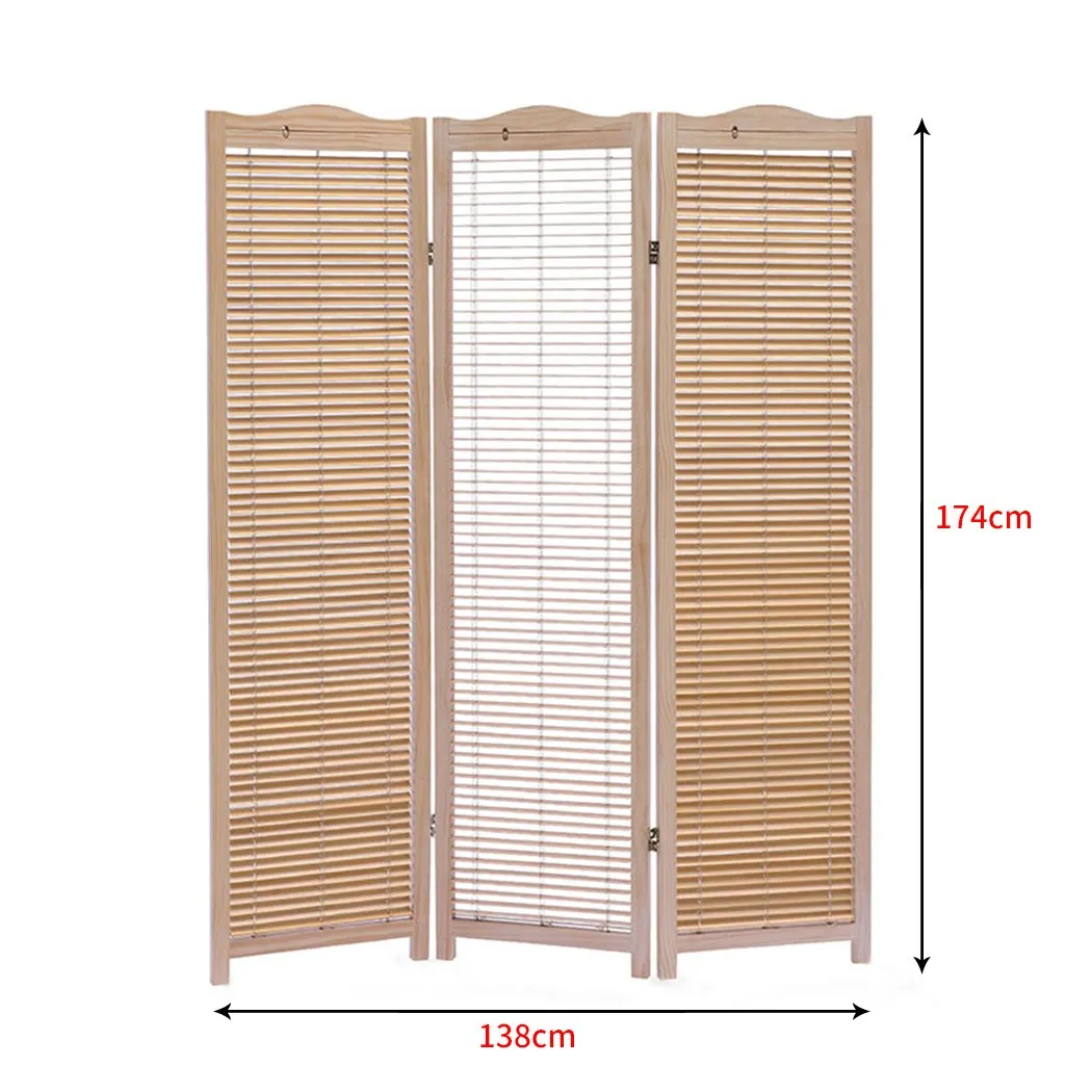 3 Panel Free Standing Foldable  Room Divider Privacy Screen Wood Frame