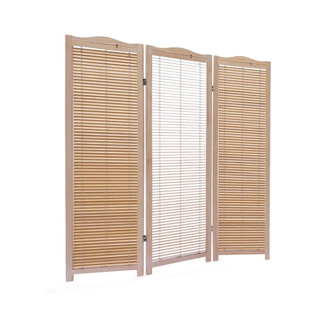 3 Panel Free Standing Foldable  Room Divider Privacy Screen Wood Frame