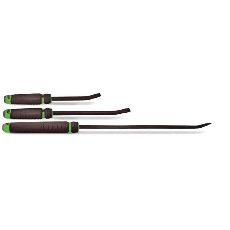 3-PC. Comfort-Handle Curved Head Pry Bar Set - Green