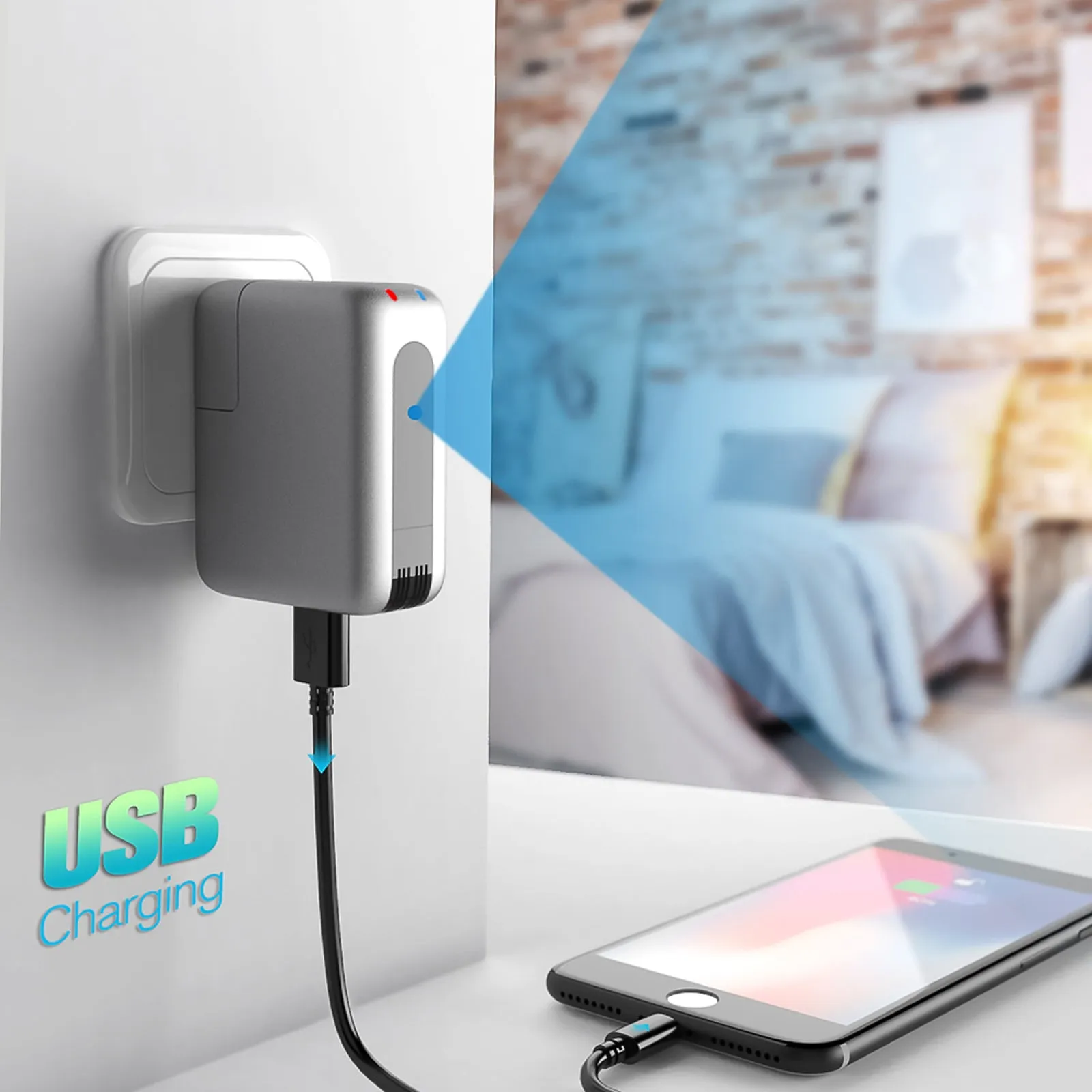 4K UHD Camera in USB Phone Charger Wireless Wi-Fi Night Vision 128GB Video Recorder