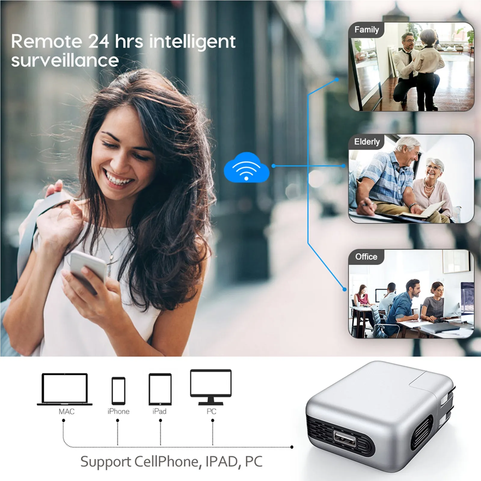 4K UHD Camera in USB Phone Charger Wireless Wi-Fi Night Vision 128GB Video Recorder