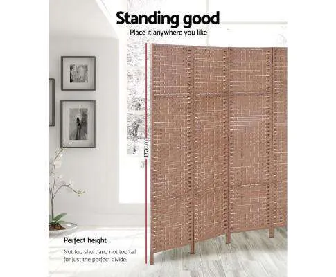 6 Panel Foldable Wooden Room Divider - Brown