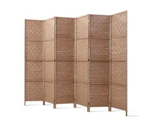 6 Panel Foldable Wooden Room Divider - Brown