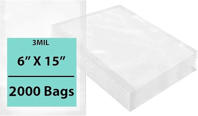 6X15 inches Vacuum Seal Bags for Food Packaging 3 Mil Co-Extruded