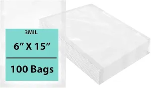 6X15 inches Vacuum Seal Bags for Food Packaging 3 Mil Co-Extruded