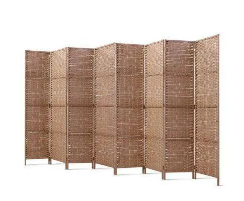 8 Panel Room Divider Screen Privacy Rattan Timber Foldable Dividers Stand Hand Woven