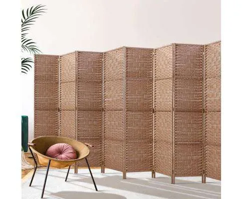 8 Panel Room Divider Screen Privacy Rattan Timber Foldable Dividers Stand Hand Woven