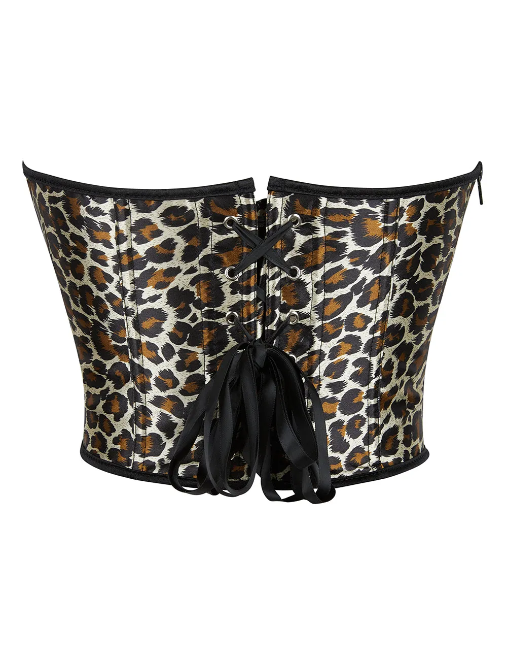 9 Pieces Plastic Bones Leopard Print Off Shoulder Palace Style Zippered Corset Egypt