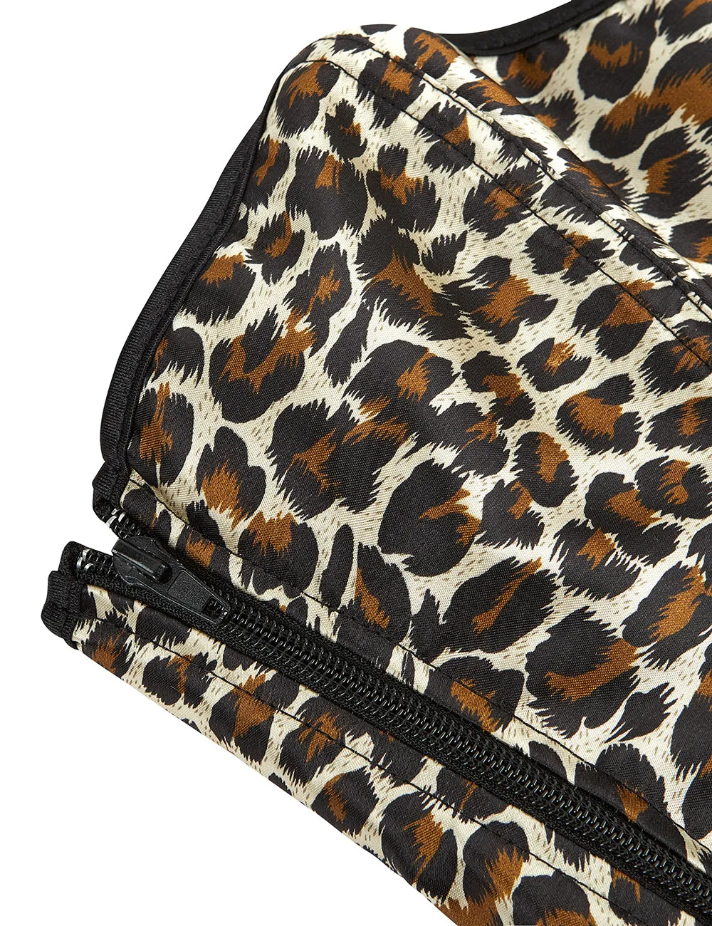 9 Pieces Plastic Bones Leopard Print Off Shoulder Palace Style Zippered Corset Egypt