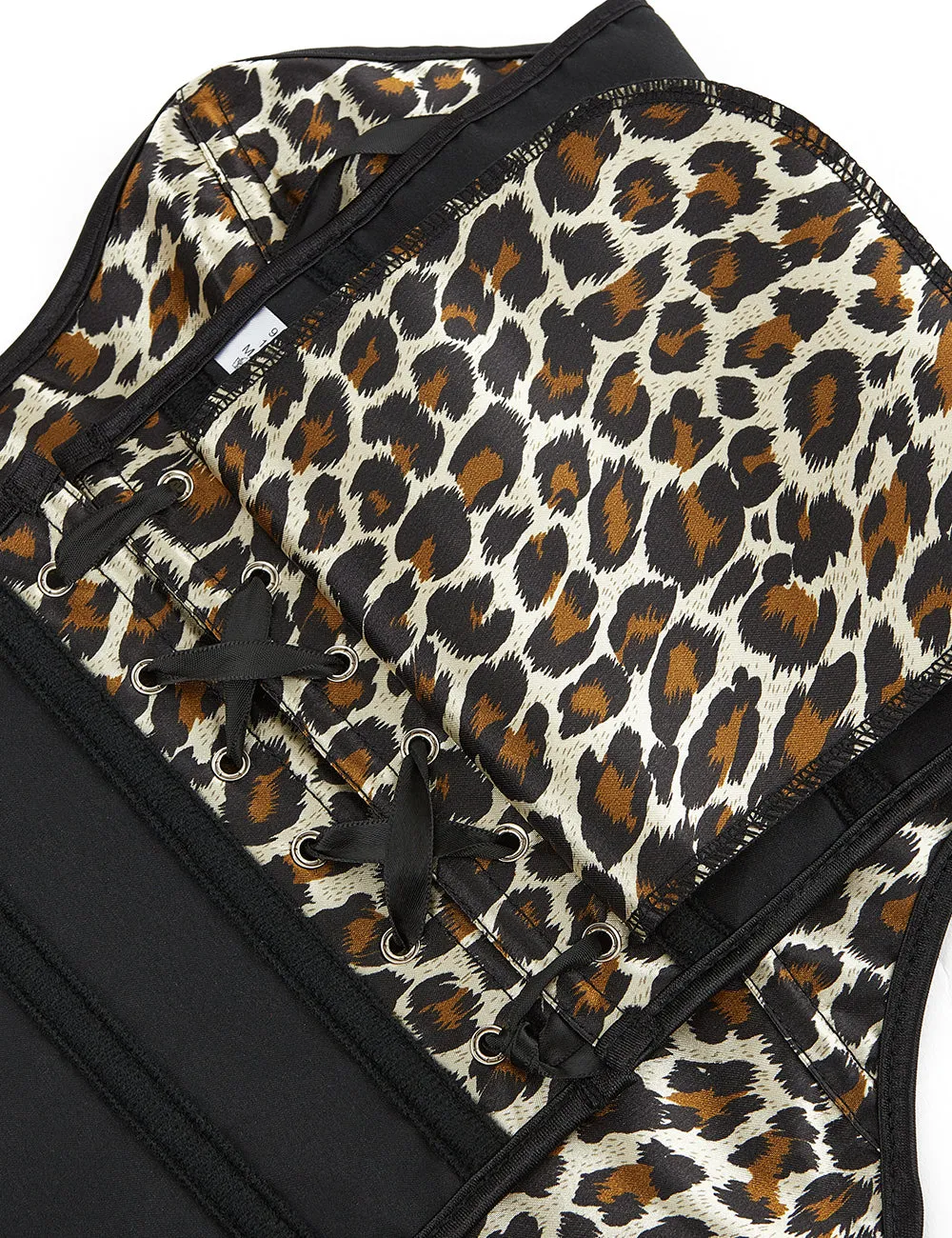 9 Pieces Plastic Bones Leopard Print Off Shoulder Palace Style Zippered Corset Egypt