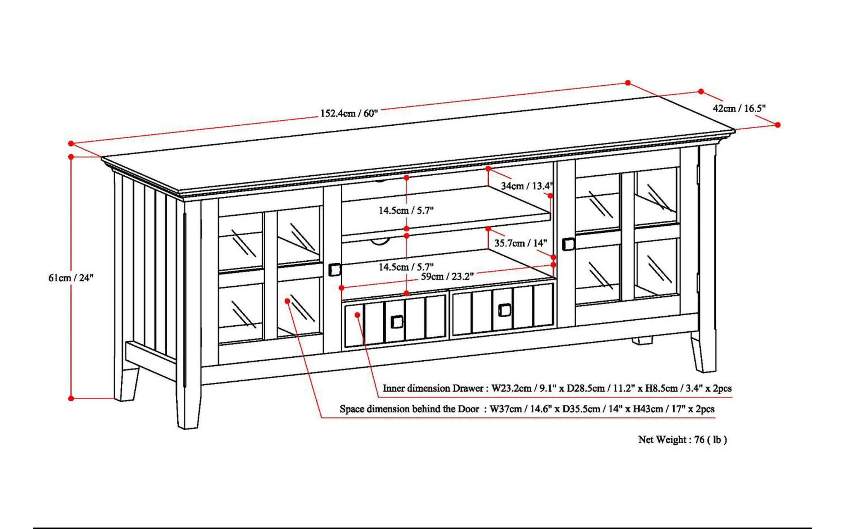Acadian 60 inch TV Media Stand