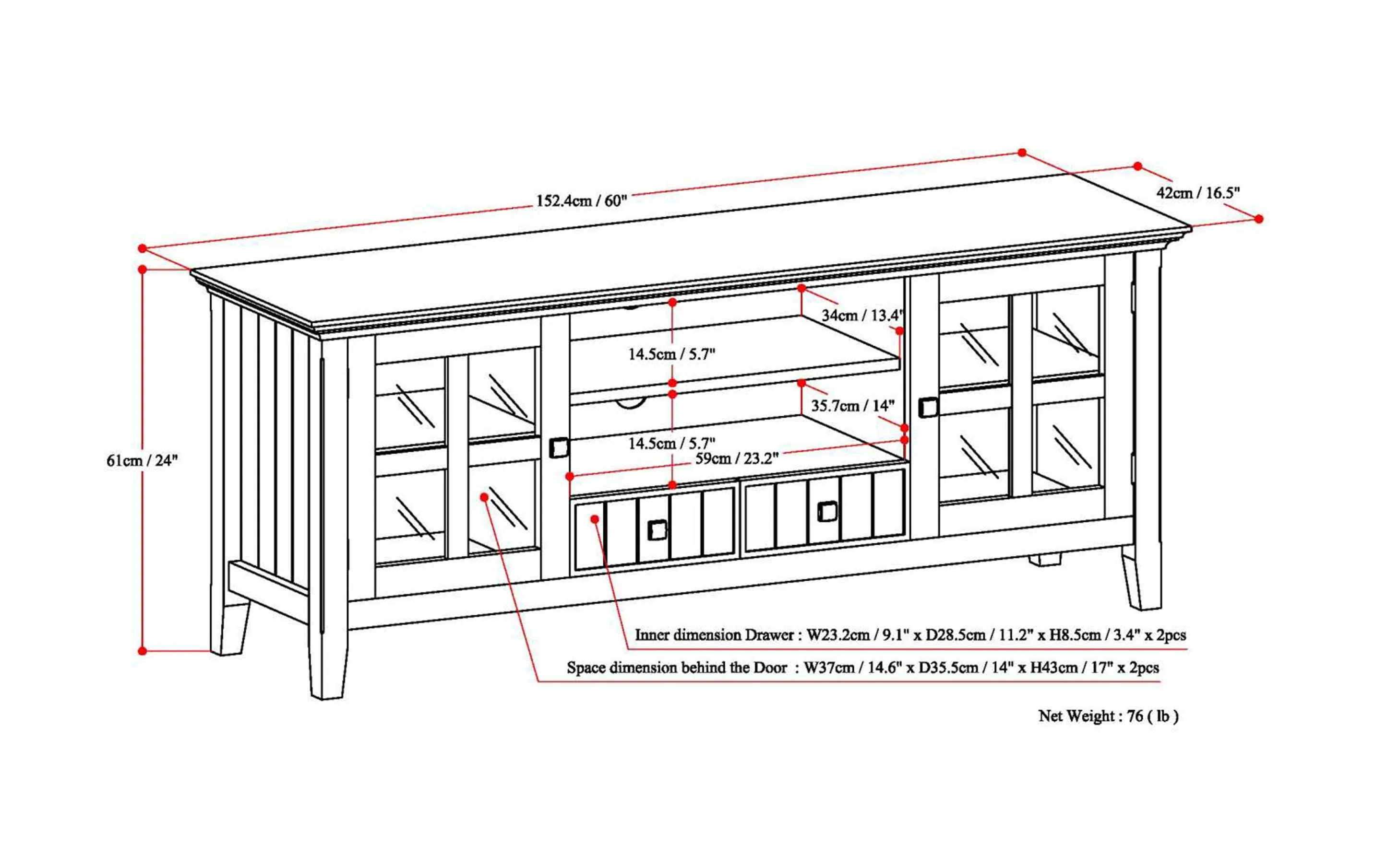 Acadian 60 inch TV Media Stand