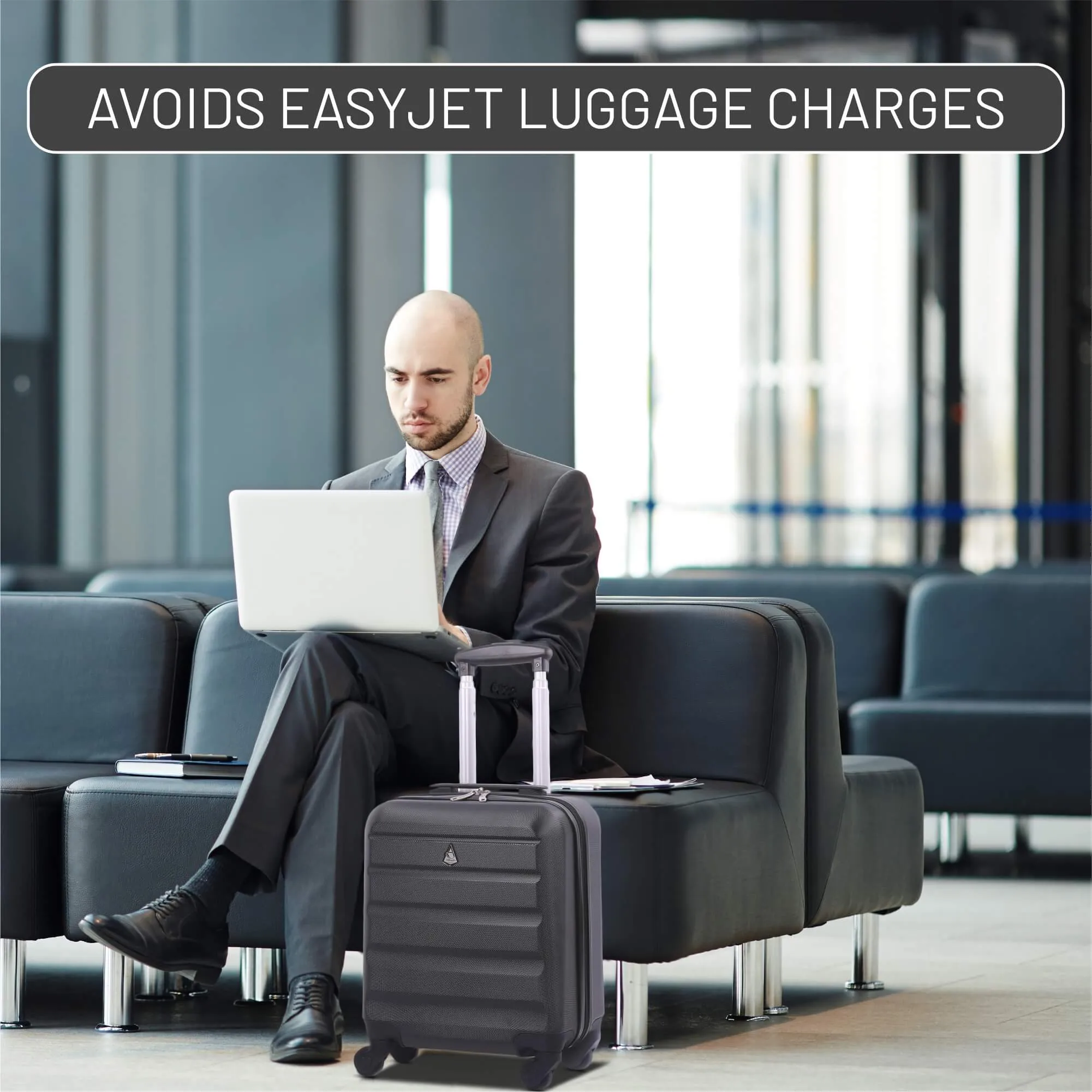 Aerolite (45x36x20cm) Easyjet Maximum Size Hard Shell Carry On Hand Cabin Luggage Underseat Flight Bag Suitcase 45x36x20 with 4 Wheels