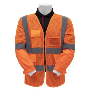 Al-Gard SVPC2OBLS Safety Vest Class 2 Reflective Orange Mesh Type w/ Sleeve Zip Closure & 4 Pocket