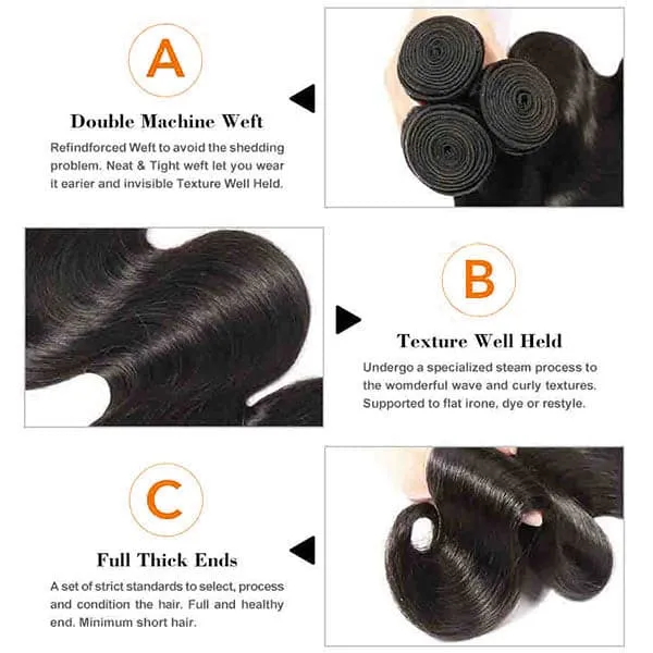 Alipop Hair 4 Bundles Body Wave Hair 100% Unprocessed  4 Bundles With Lace Closure