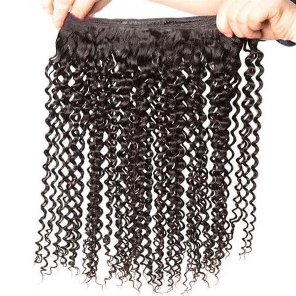 Alipop Hair Kinky Curly 4 Bundles With Lace Closure 100% Unprocessed Kinky Curly Human Hair Bundles with 4x4 Lace Closure Natural Color