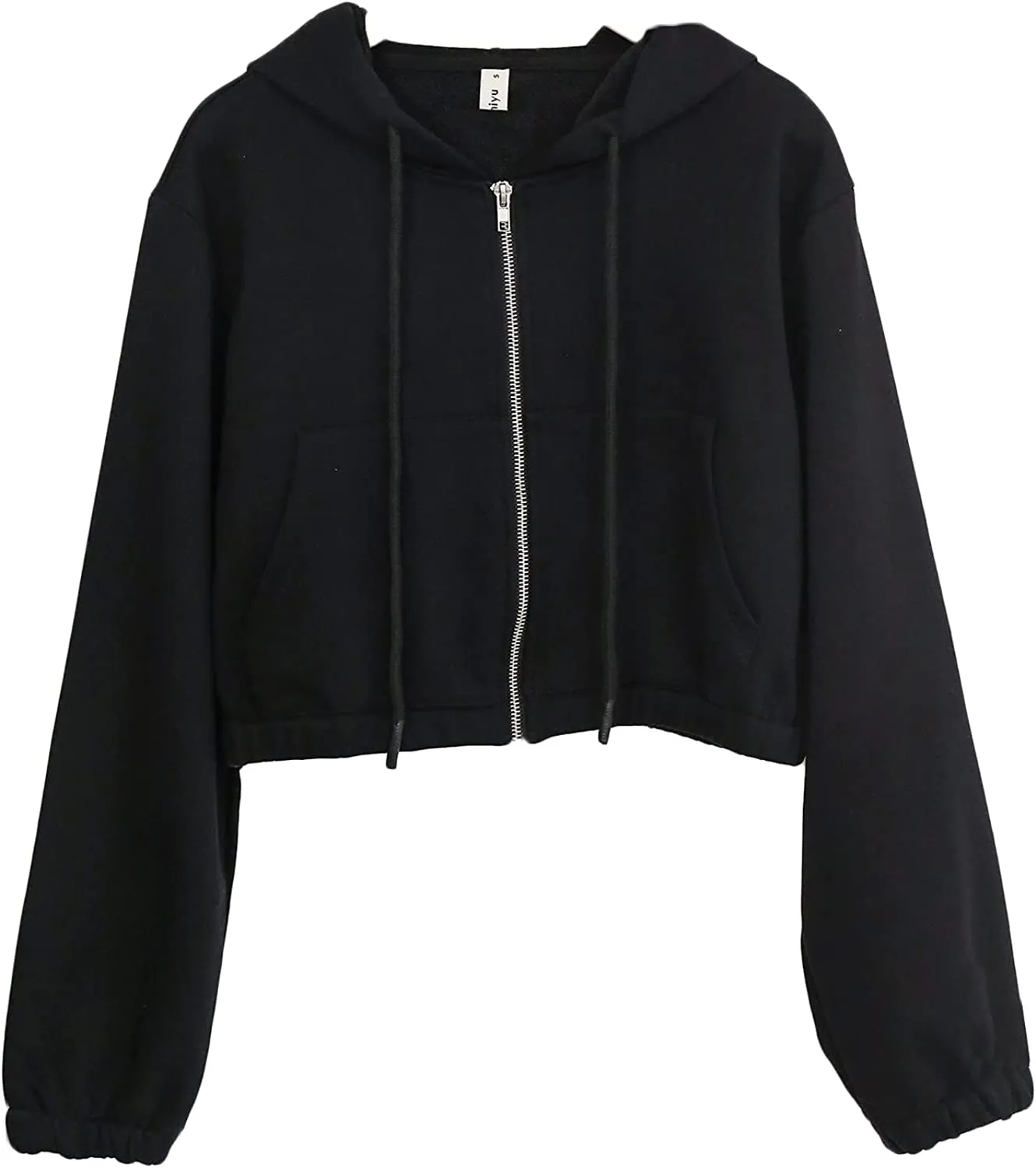 Amazhiyu Women’s Cropped Zip up Hoodie with Pockets