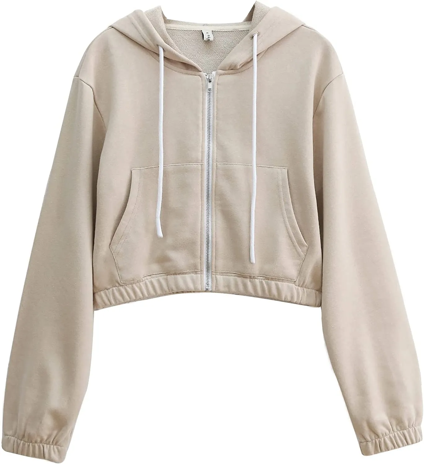 Amazhiyu Women’s Cropped Zip up Hoodie with Pockets