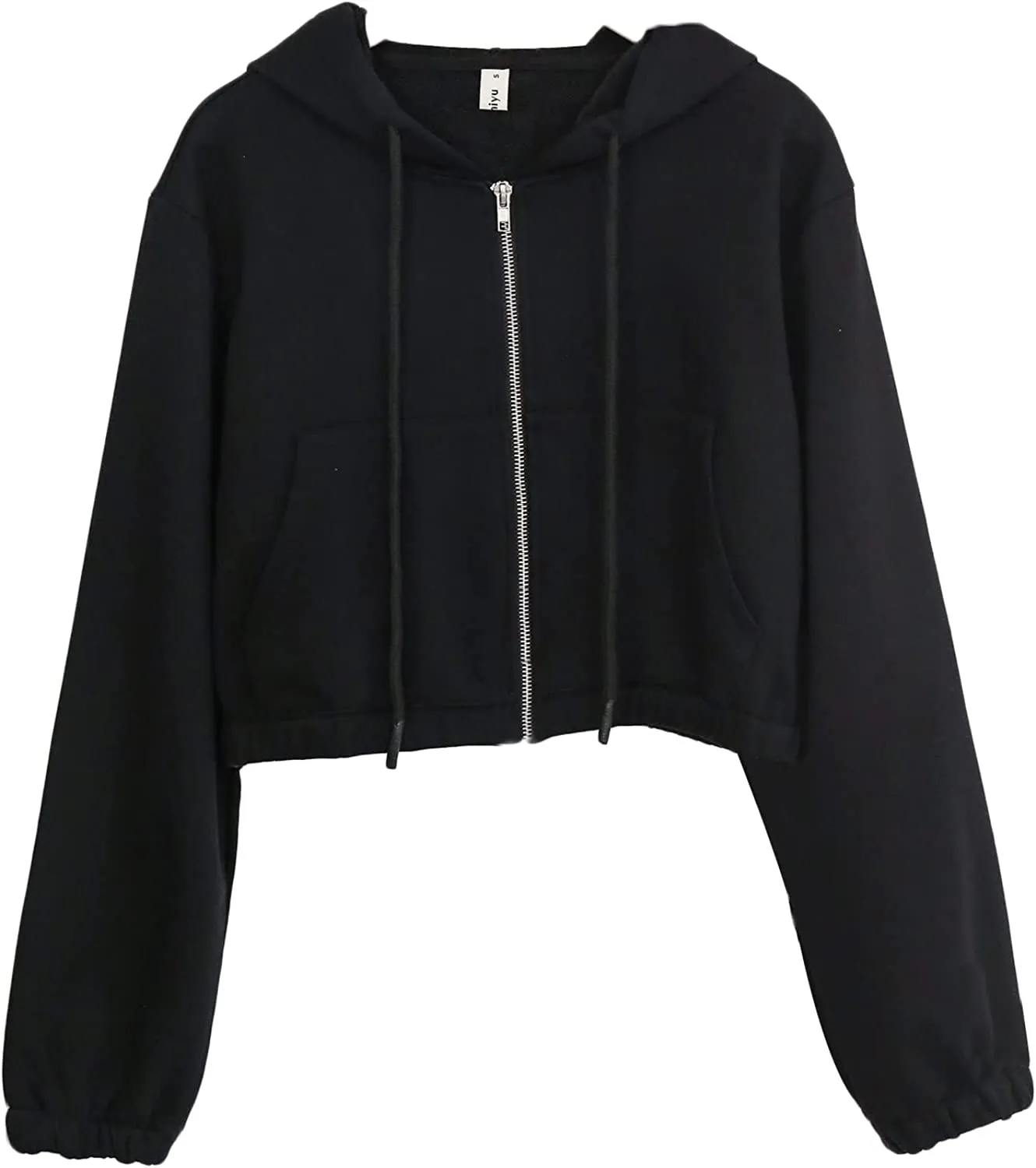 Amazhiyu Women’s Cropped Zip up Hoodie with Pockets